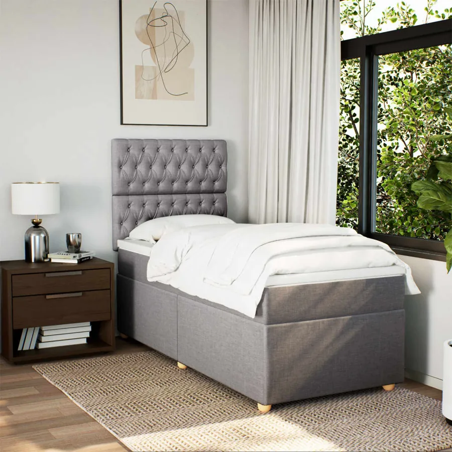 Sommier à lattes de lit avec matelas Taupe 90x190 cm Tissu - 5