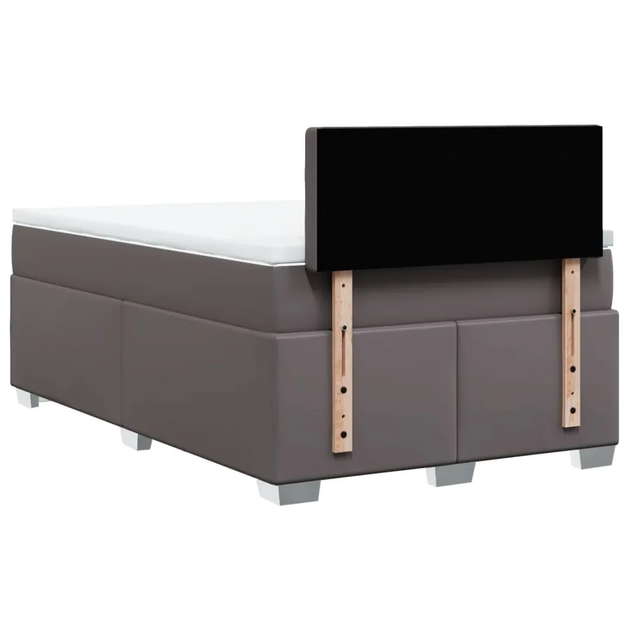 Sommier à lattes de lit avec matelas gris 120x190 cm similicuir - 6