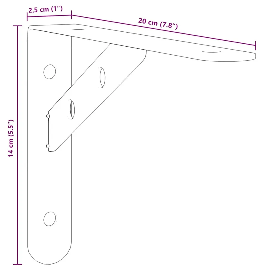 Supports d'étagères 4 pcs 20x2,5x14 cm argenté acier inoxydable - 12