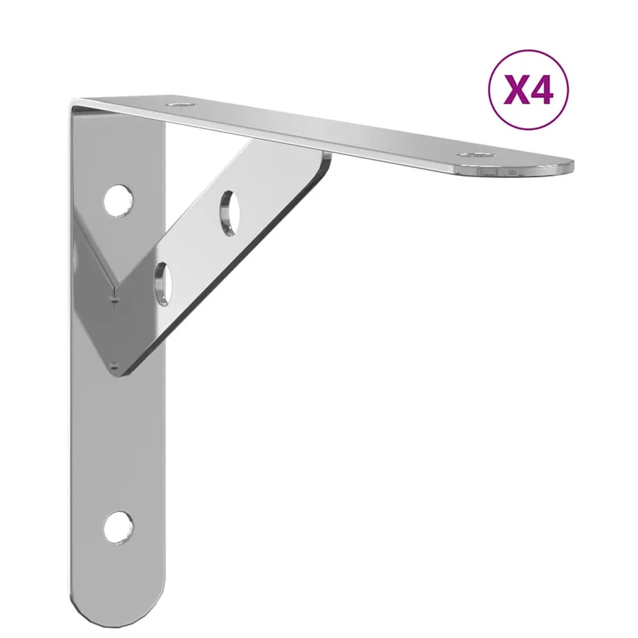 Supports d'étagères 4 pcs 20x2,5x14 cm argenté acier inoxydable - 2