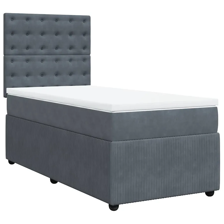 Sommier à lattes de lit et matelas Gris foncé 80x200 cm Velours - 2