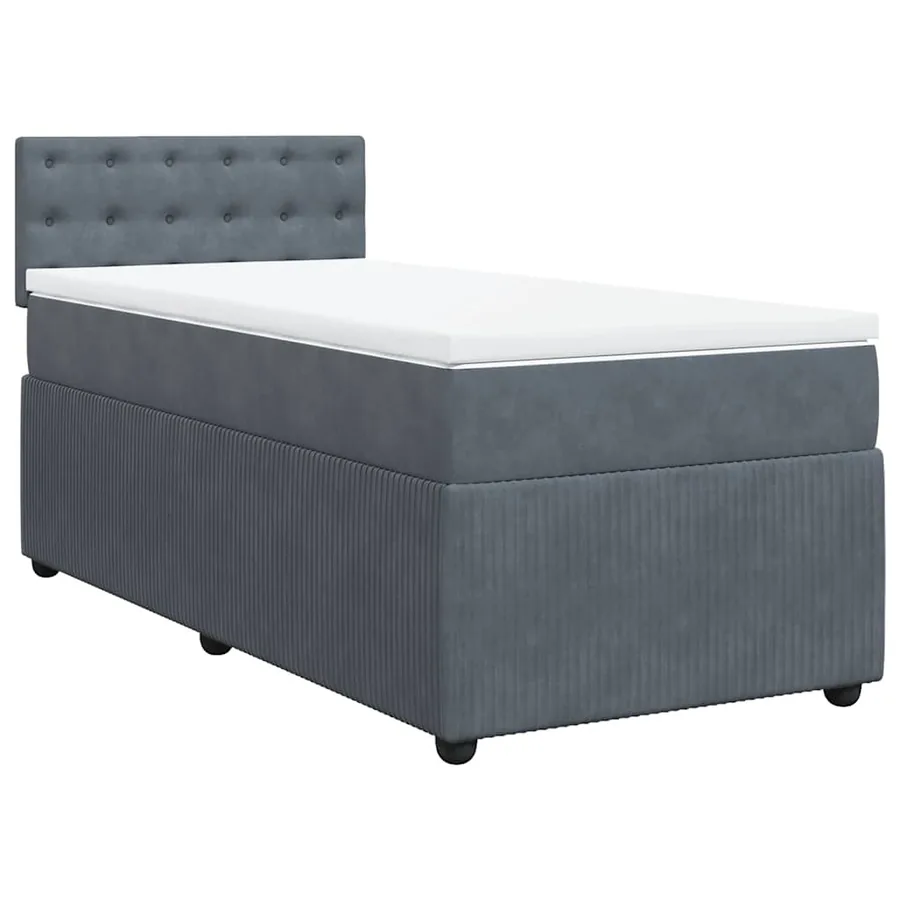 Sommier à lattes de lit et matelas Gris foncé 80x200 cm Velours - 3