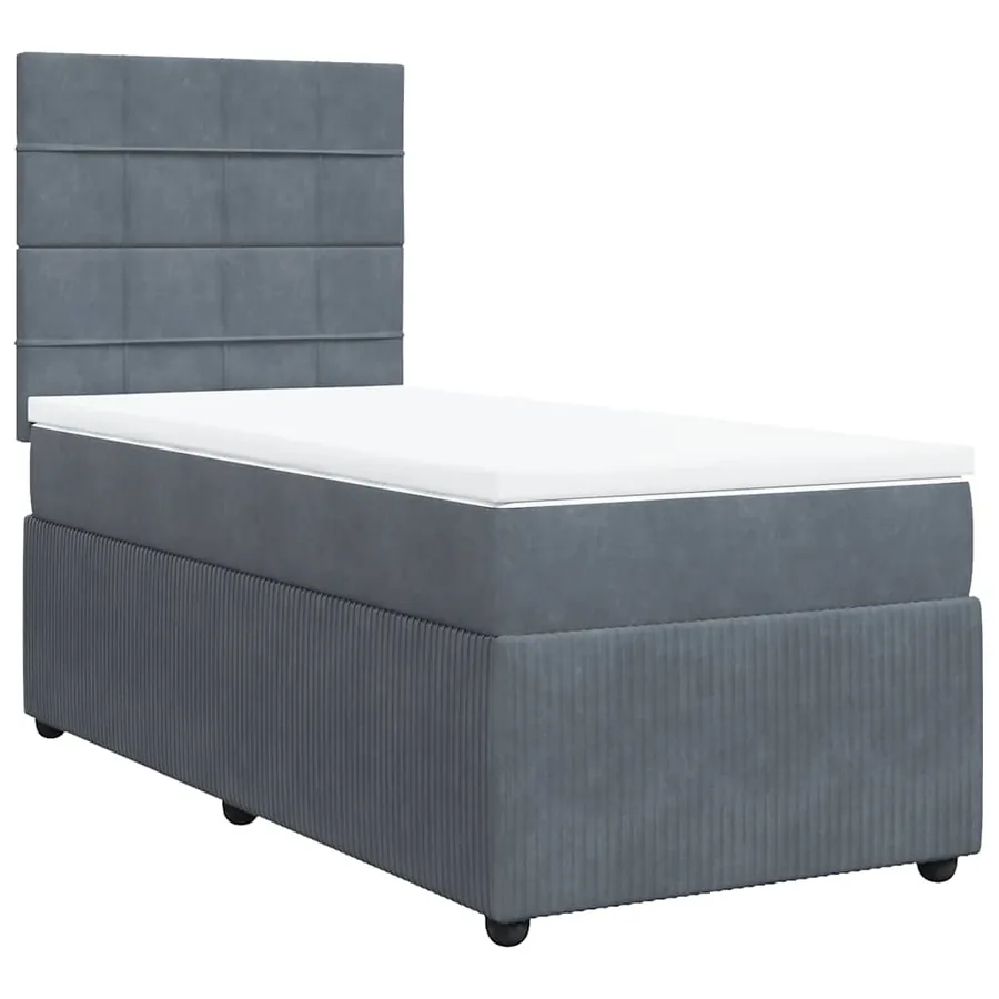 Sommier à lattes de lit et matelas Gris foncé 80x200 cm Velours - 2