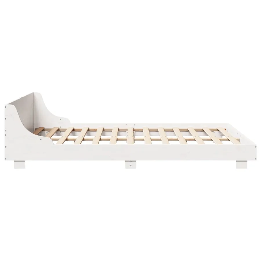 Cadre de lit sans matelas blanc 150x200 cm bois de pin massif - 5