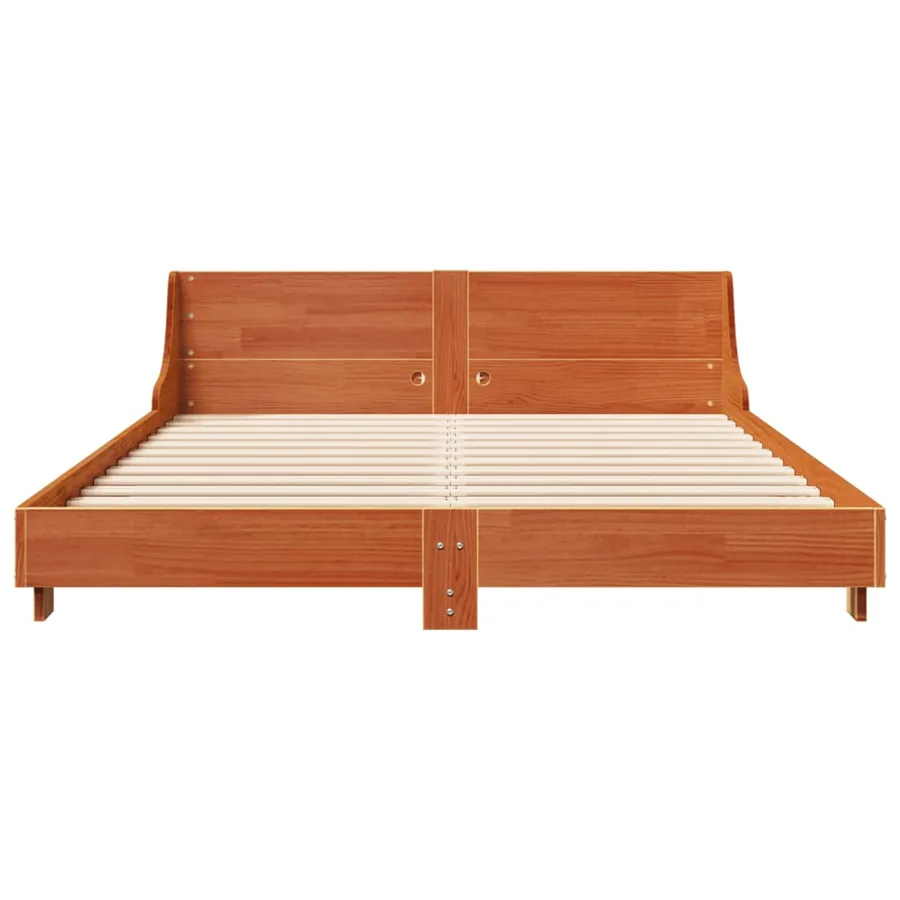 Cadre de lit sans matelas cire marron 160x200cm bois pin massif - 4
