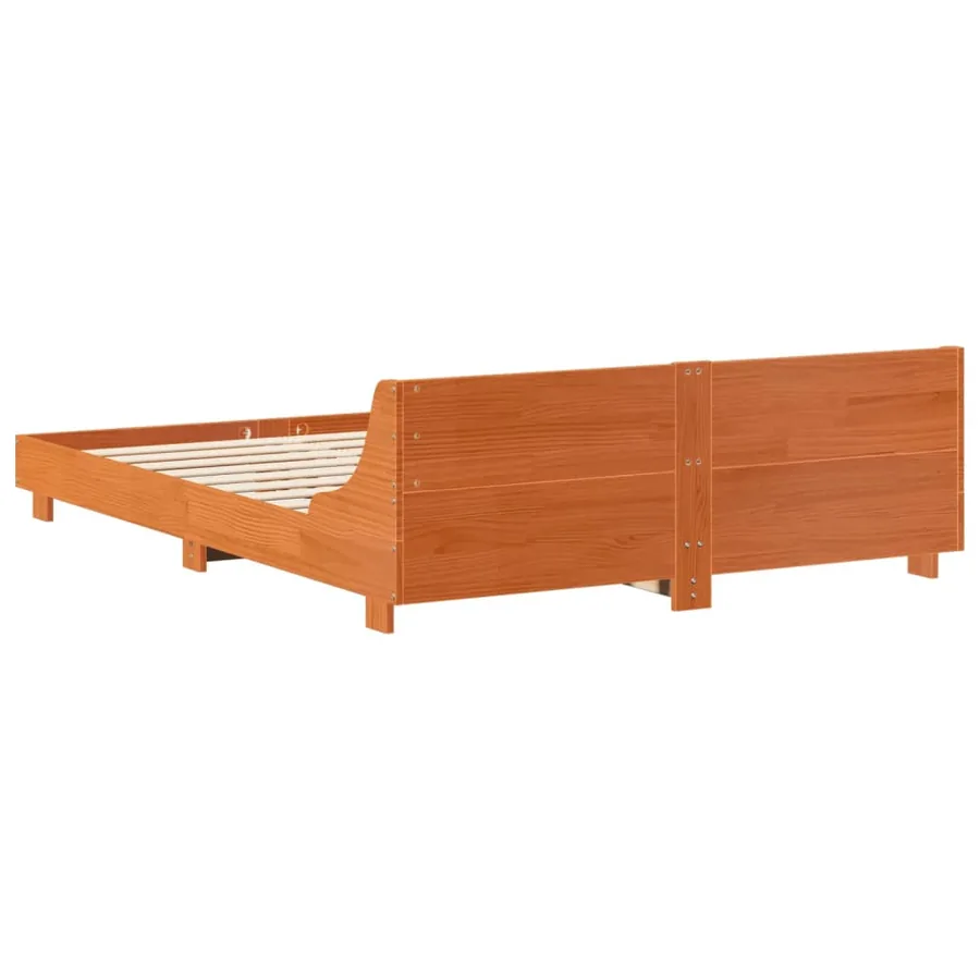 Cadre de lit sans matelas cire marron 160x200cm bois pin massif - 6
