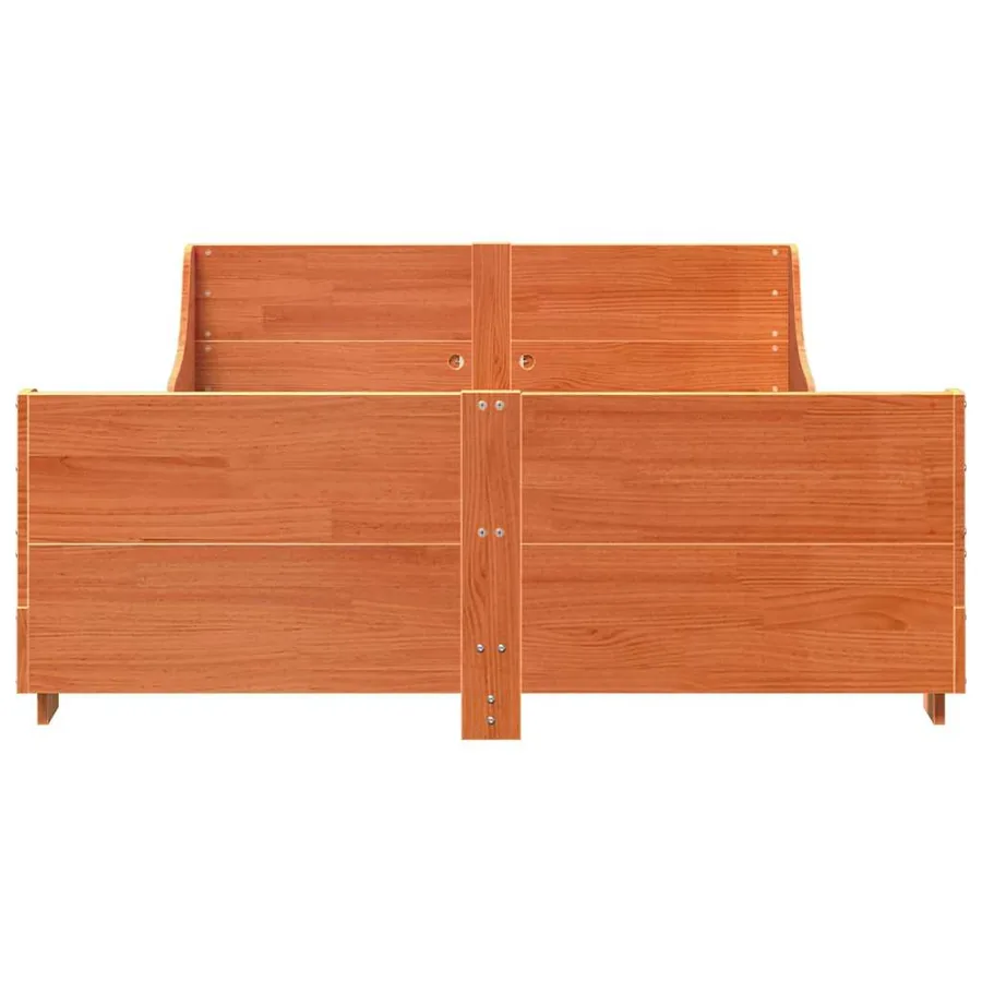 Cadre de lit sans matelas cire marron 120x200cm bois pin massif - 4