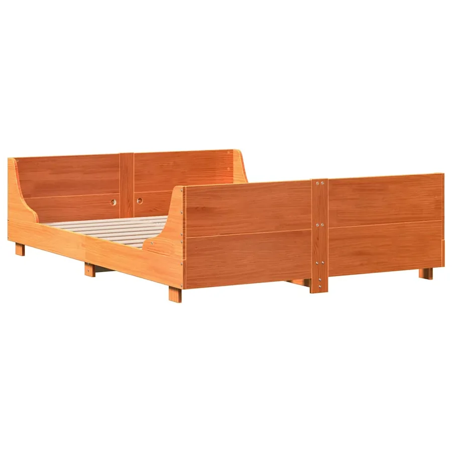 Cadre de lit sans matelas cire marron 120x200cm bois pin massif - 6