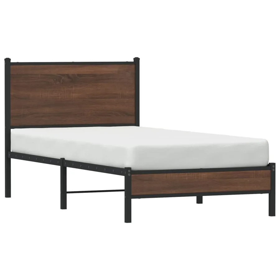 Cadre de lit en métal sans matelas chêne marron 75x190 cm - 4