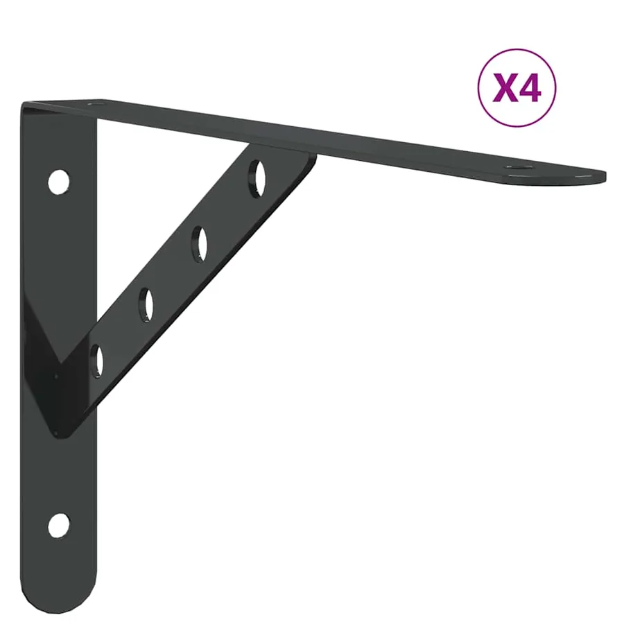 Supports d'étagères 4 pcs 30x2,5x15,5 cm noir acier inoxydable - 2