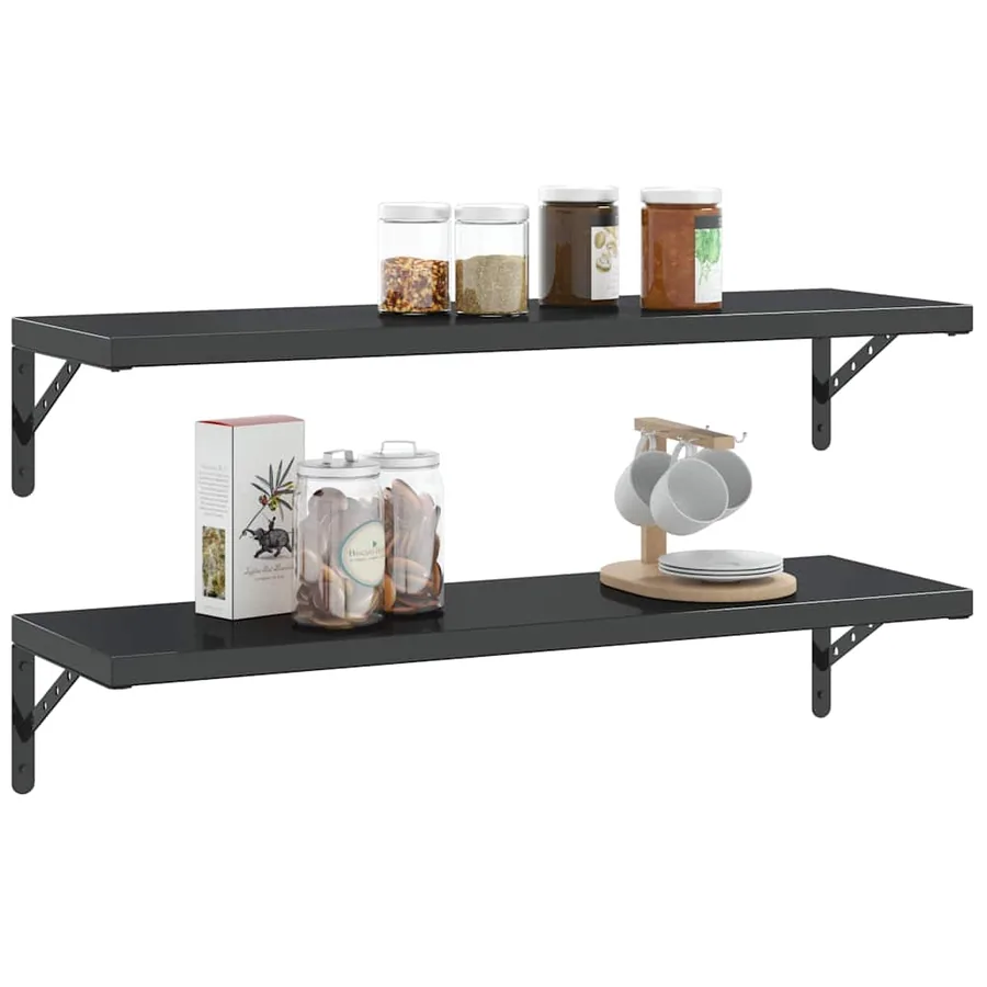 Supports d'étagères 4 pcs 30x2,5x15,5 cm noir acier inoxydable - 5