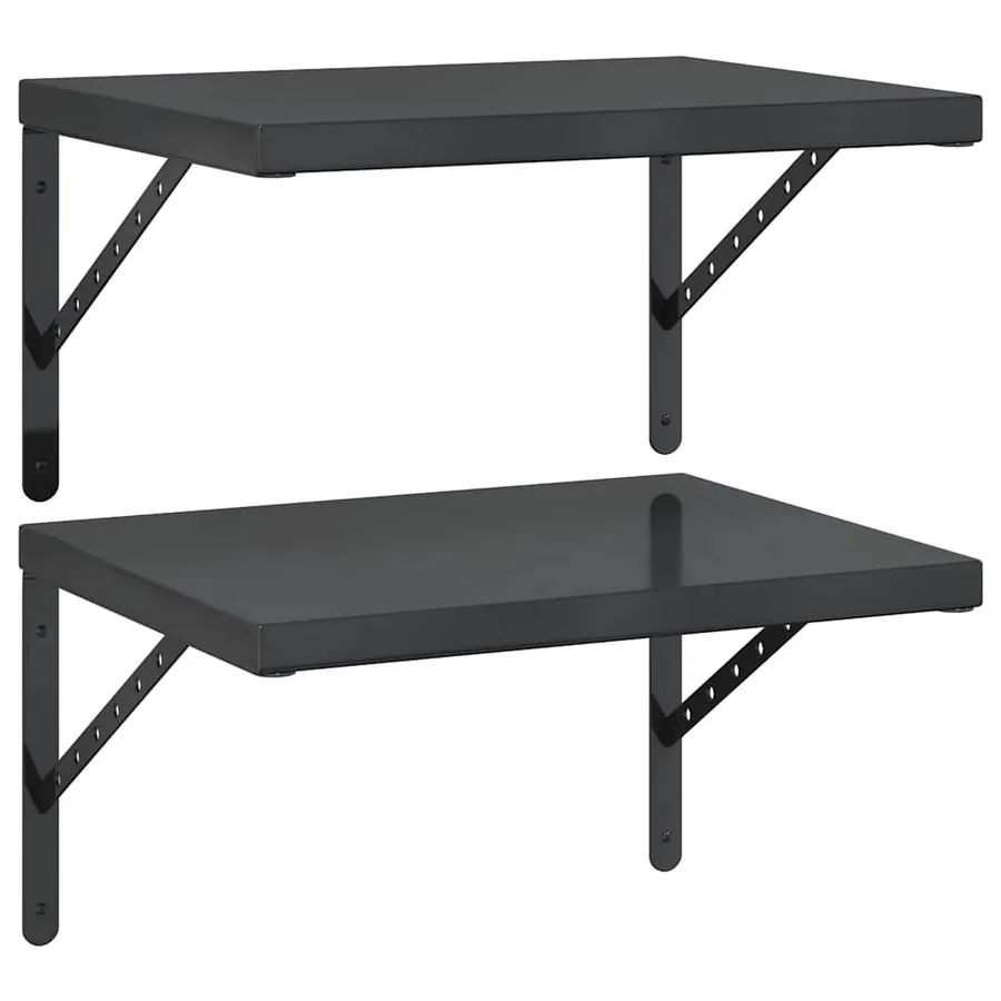 Étagères murales 2 pcs 50x40 cm noir acier inoxydable - 2