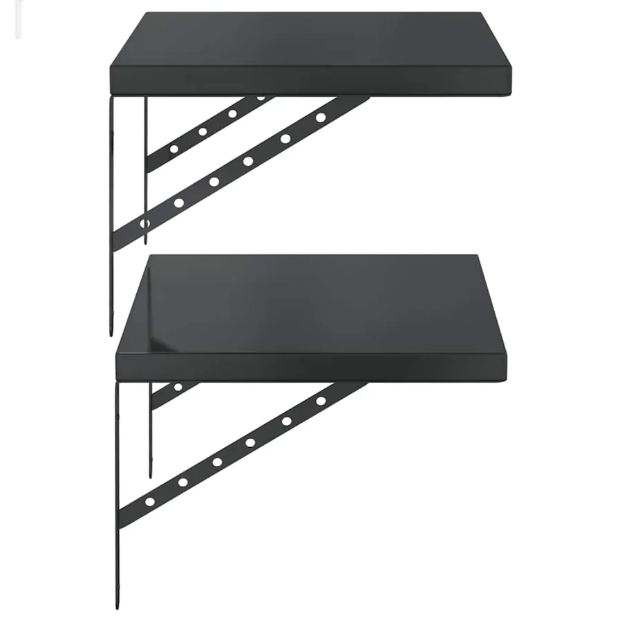 Étagères murales 2 pcs 50x40 cm noir acier inoxydable - 6