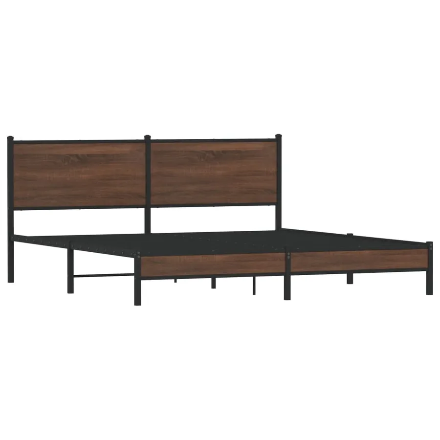 Cadre de lit en métal sans matelas chêne marron 160x200 cm - 3