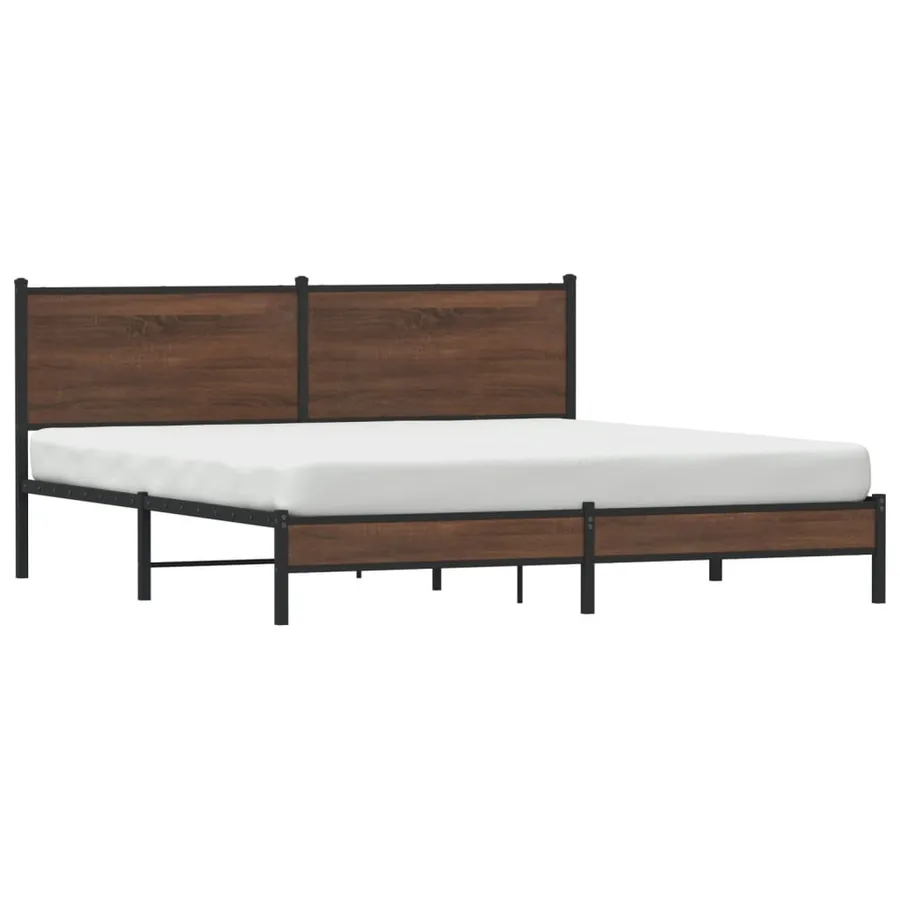 Cadre de lit en métal sans matelas chêne marron 160x200 cm - 4