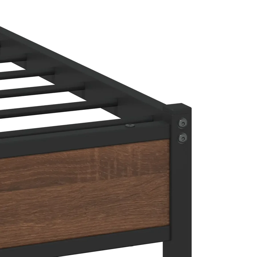 Cadre de lit en métal sans matelas chêne marron 160x200 cm - 8