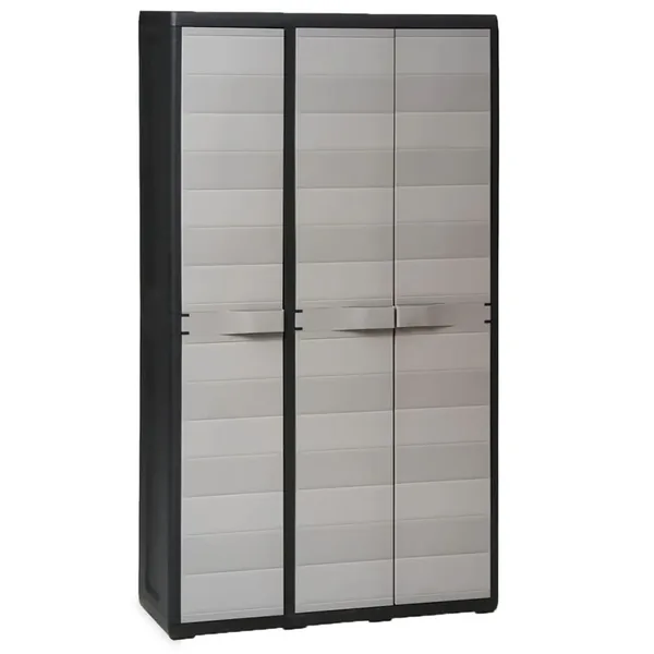 Garden storage cabinet with 4 shelves Black and grey