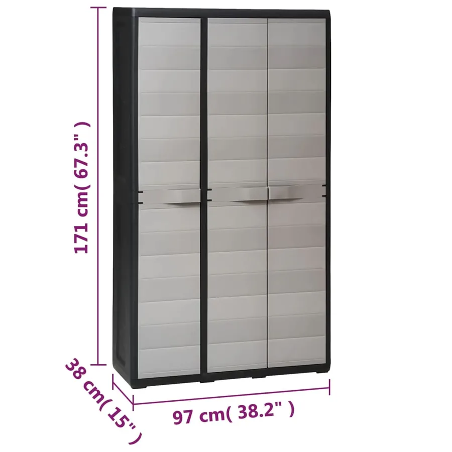 Armoire de rangement de jardin avec 4 étagères Noir et gris - 11