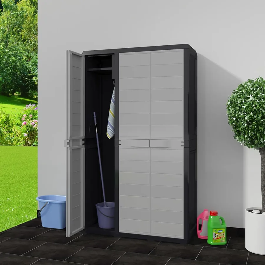 Armoire de rangement de jardin avec 4 étagères Noir et gris - 2