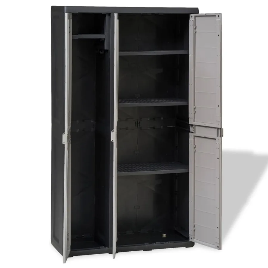 Armoire de rangement de jardin avec 4 étagères Noir et gris - 5
