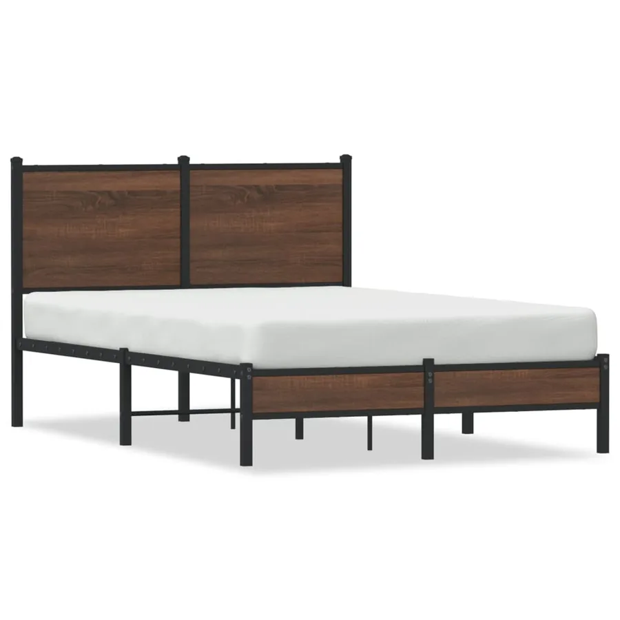 Cadre de lit en métal sans matelas chêne marron 120x190 cm - 2