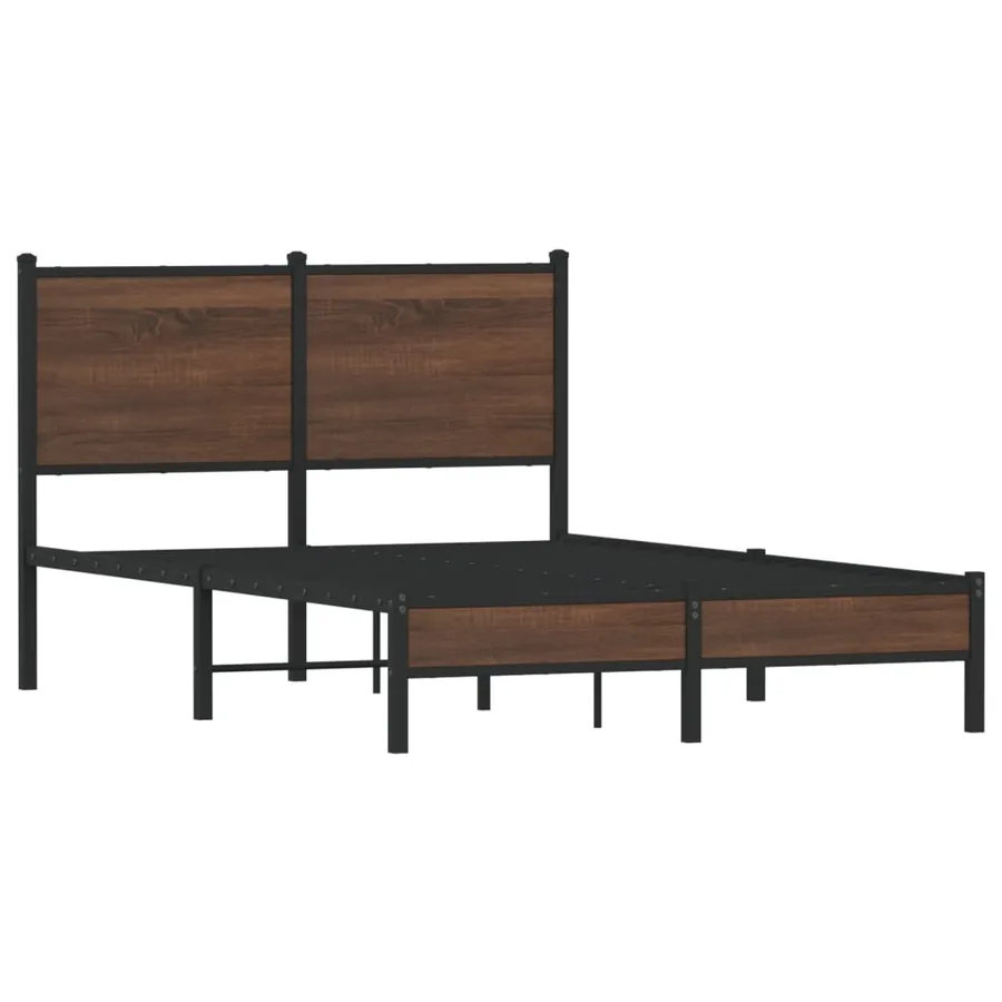 Cadre de lit en métal sans matelas chêne marron 120x190 cm - 3