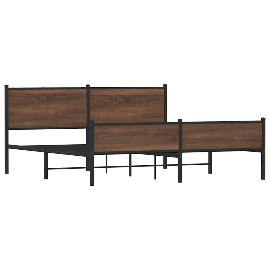 Cadre de lit en métal sans matelas chêne marron 180x200 cm - 3