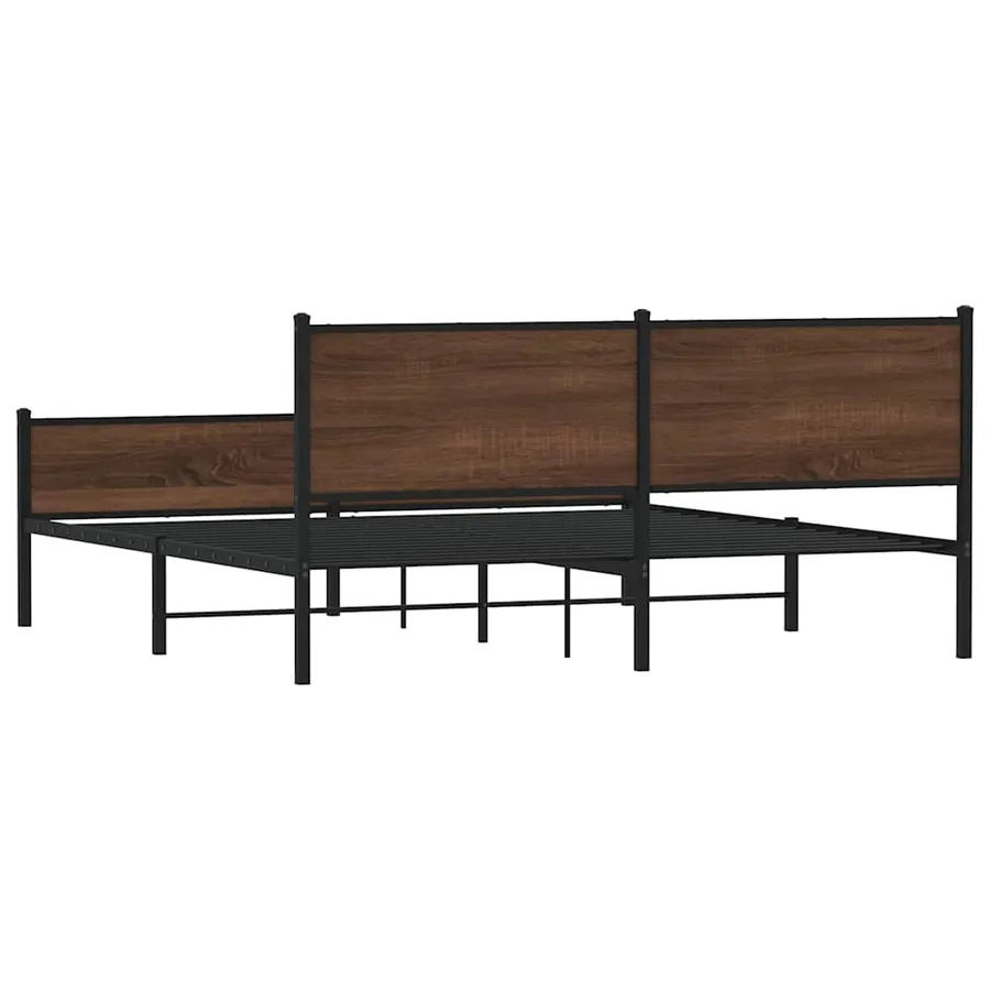 Cadre de lit en métal sans matelas chêne marron 180x200 cm - 7