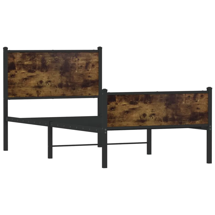 Cadre de lit en métal sans matelas chêne fumé 90x200 cm - 3