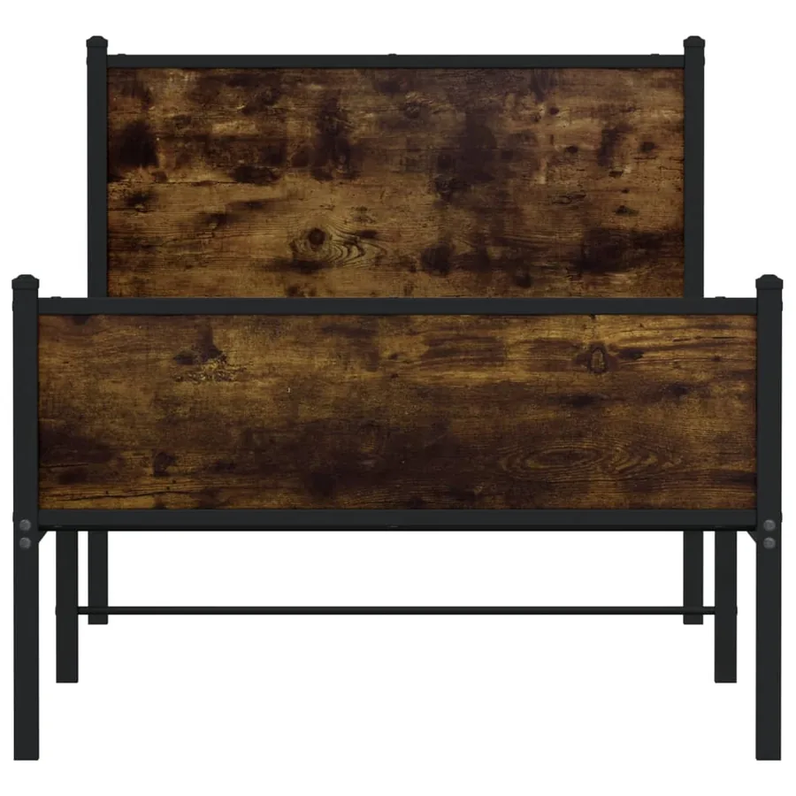 Cadre de lit en métal sans matelas chêne fumé 90x200 cm - 5