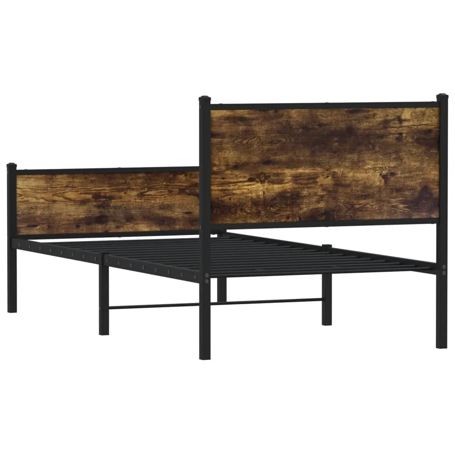 Cadre de lit en métal sans matelas chêne fumé 90x200 cm - 7