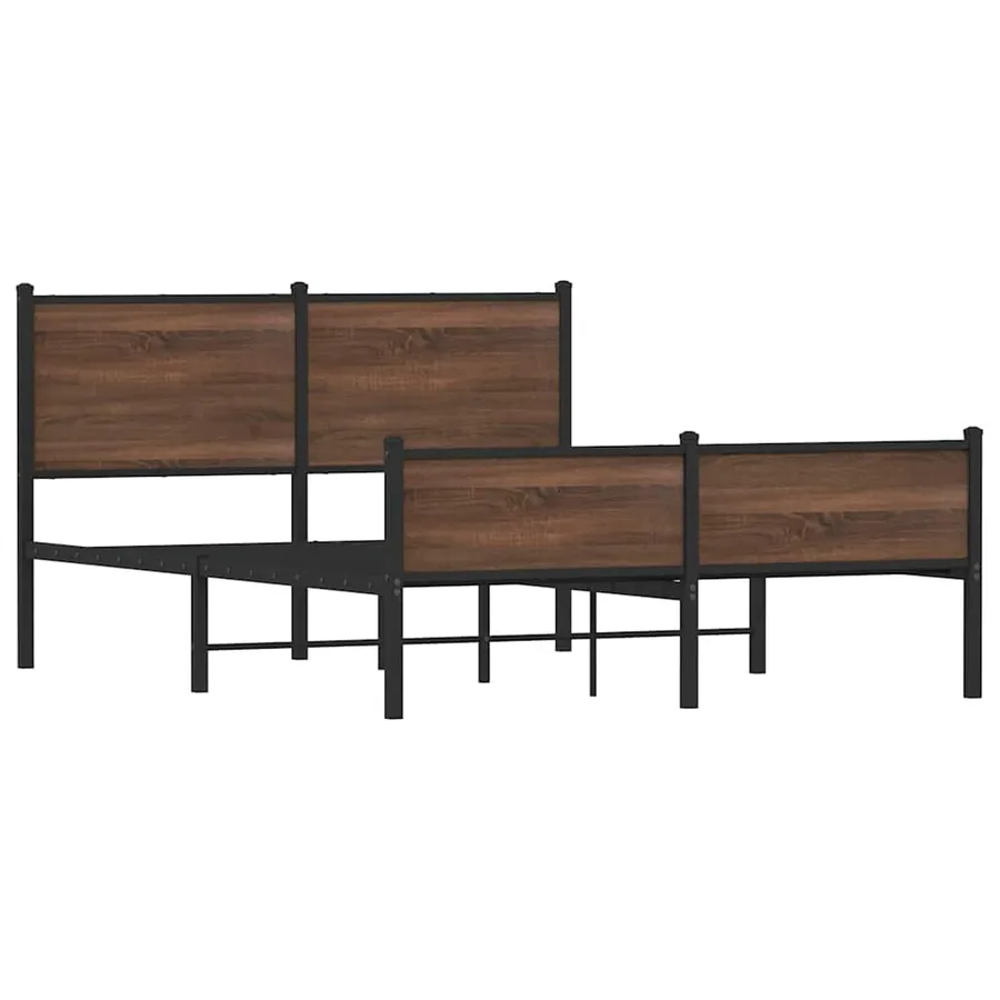Cadre de lit en métal sans matelas chêne marron 140x200 cm - 3