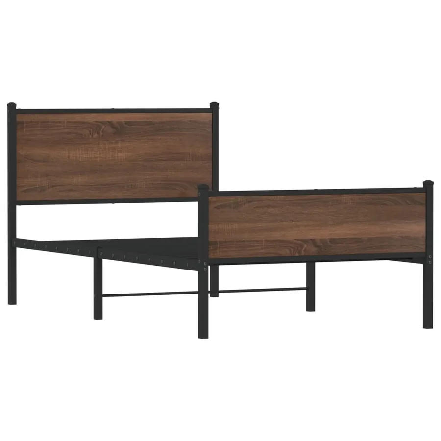 Cadre de lit en métal sans matelas chêne marron 100x190 cm - 3