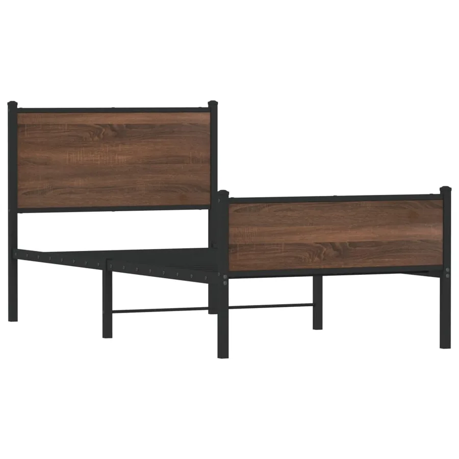 Cadre de lit en métal sans matelas chêne marron 90x190 cm - 3