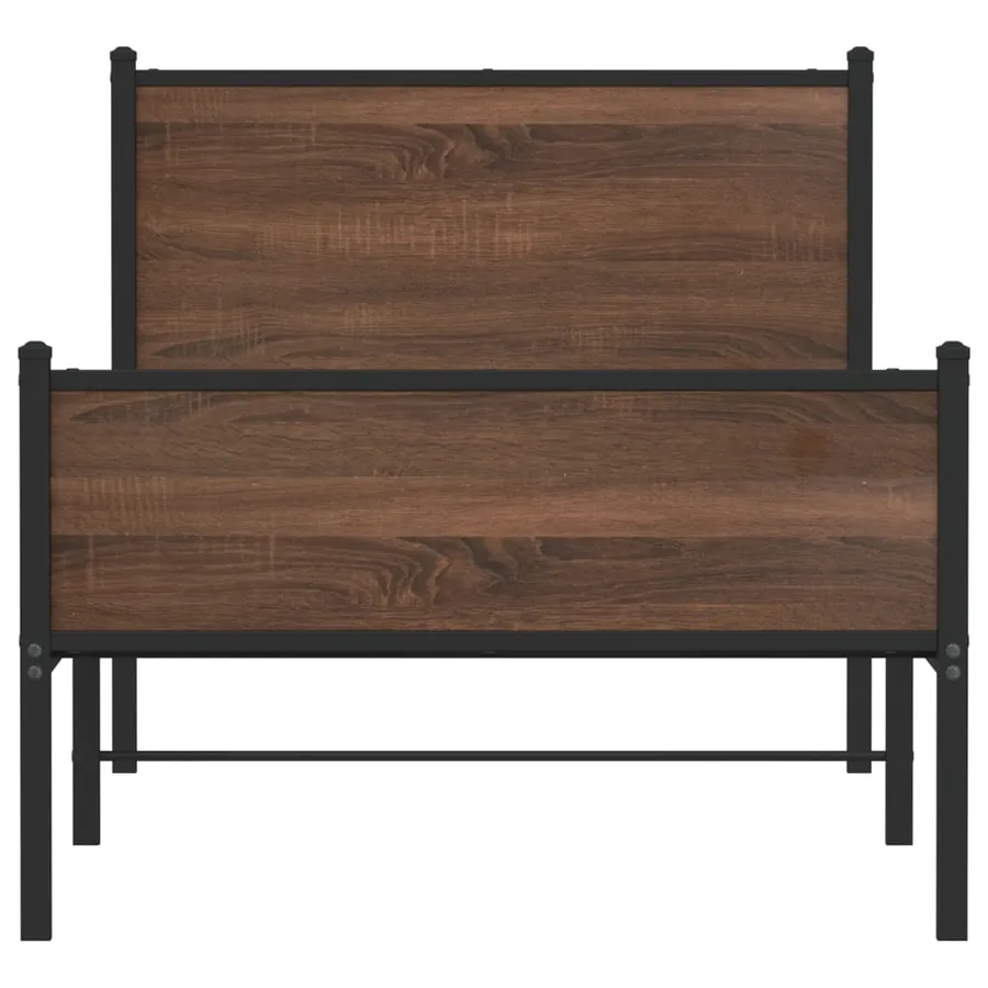 Cadre de lit en métal sans matelas chêne marron 90x190 cm - 5