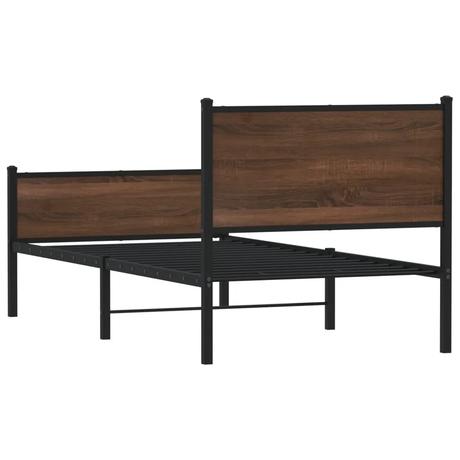 Cadre de lit en métal sans matelas chêne marron 90x190 cm - 7