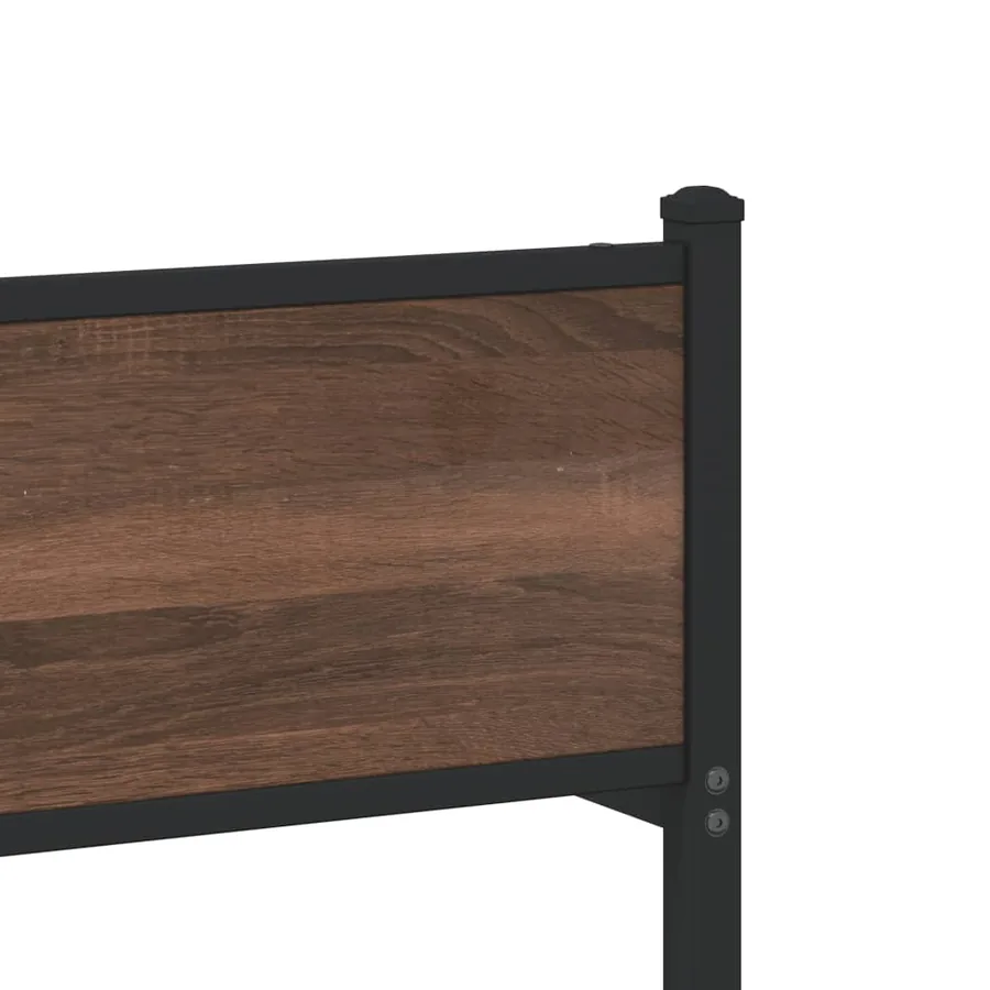 Cadre de lit en métal sans matelas chêne marron 90x190 cm - 8