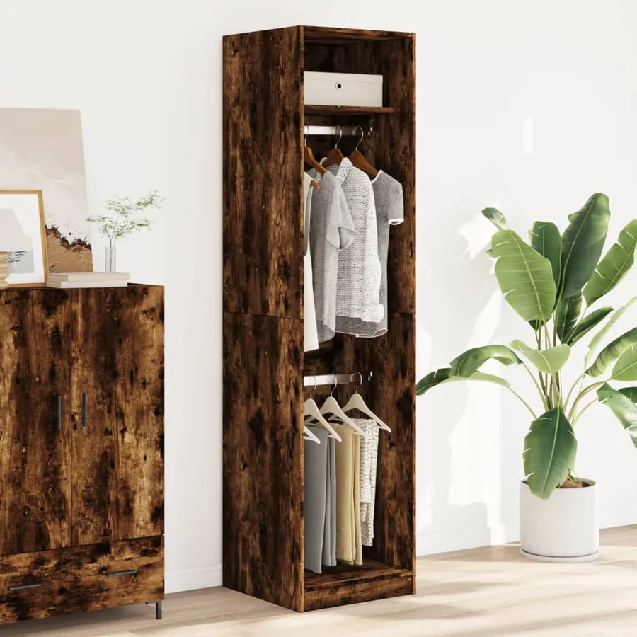 Garde-robe chêne fumé 50x50x200 cm bois d'ingénierie - 3