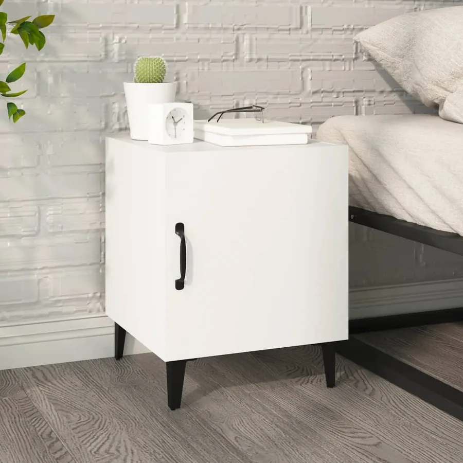 Tables de chevet 2 pcs Blanc Bois d'ingénierie - 9