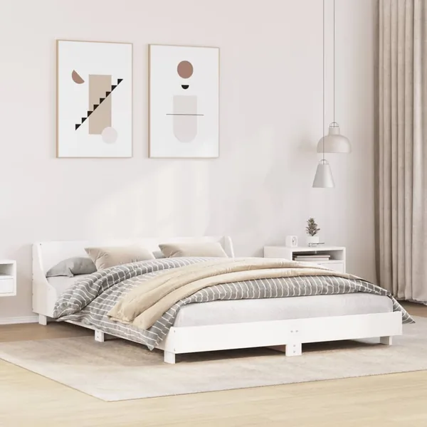 Cadre de lit sans matelas blanc 120x190 cm bois de pin massif