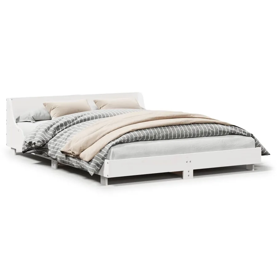 Cadre de lit sans matelas blanc 120x190 cm bois de pin massif - 2