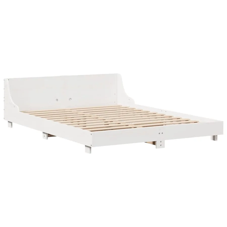 Cadre de lit sans matelas blanc 120x190 cm bois de pin massif - 3