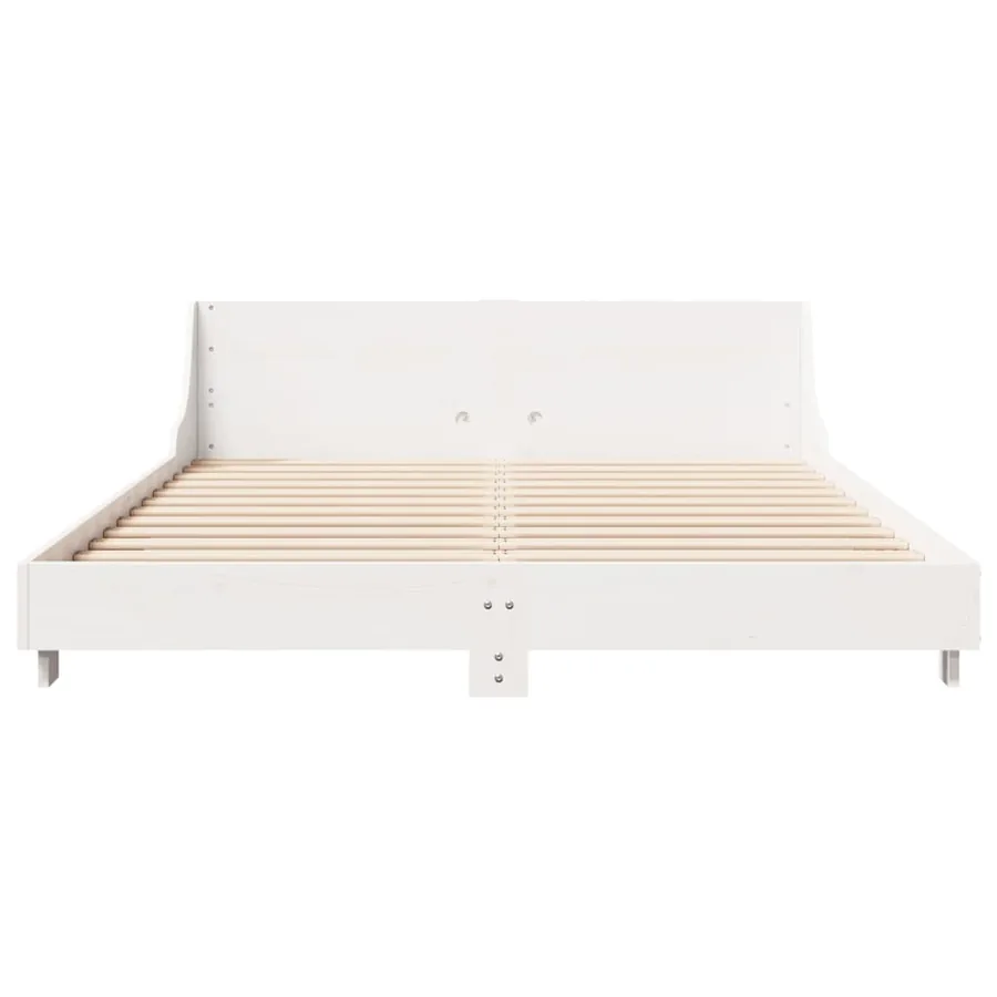 Cadre de lit sans matelas blanc 120x190 cm bois de pin massif - 4
