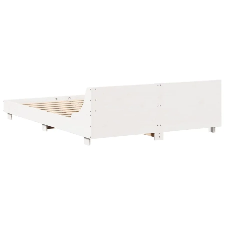 Cadre de lit sans matelas blanc 120x190 cm bois de pin massif - 6