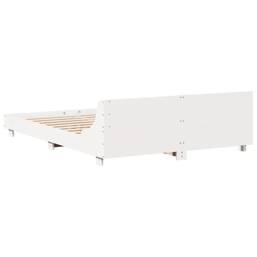 Cadre de lit sans matelas blanc 120x200 cm bois de pin massif - 6