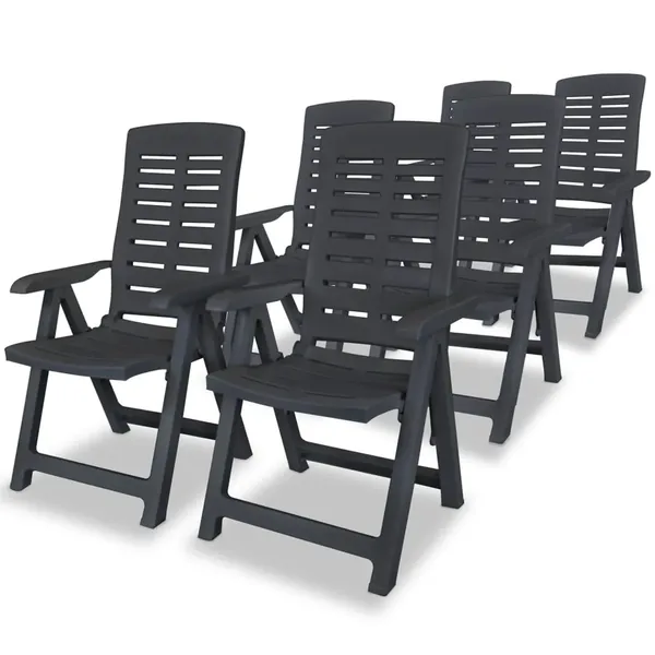 Reclining garden chairs set of 6 Plastic Anthracite