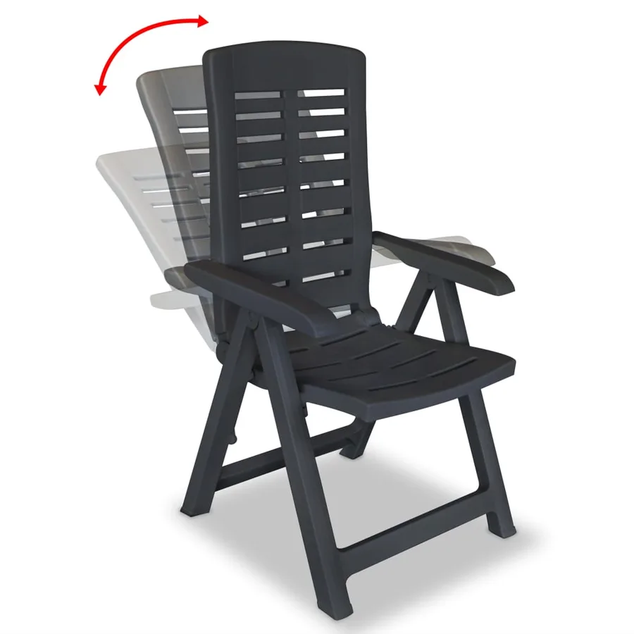 Chaises inclinables de jardin lot de 6 Plastique Anthracite - 2