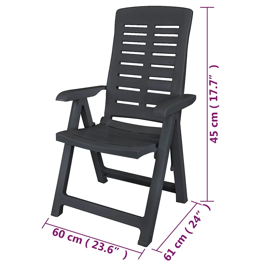 Chaises inclinables de jardin lot de 6 Plastique Anthracite - 8