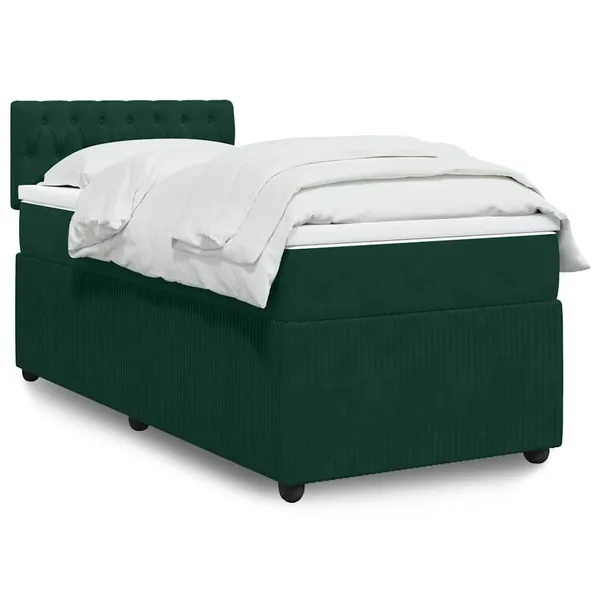 Sommier à lattes de lit et matelas Vert foncé 80x200 cm Velours