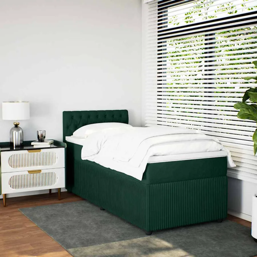 Sommier à lattes de lit et matelas Vert foncé 80x200 cm Velours - 4